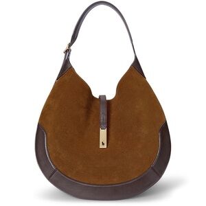 NWT Polo by Ralph Lauren Brown Suede and Dark Brown Leather Hobo